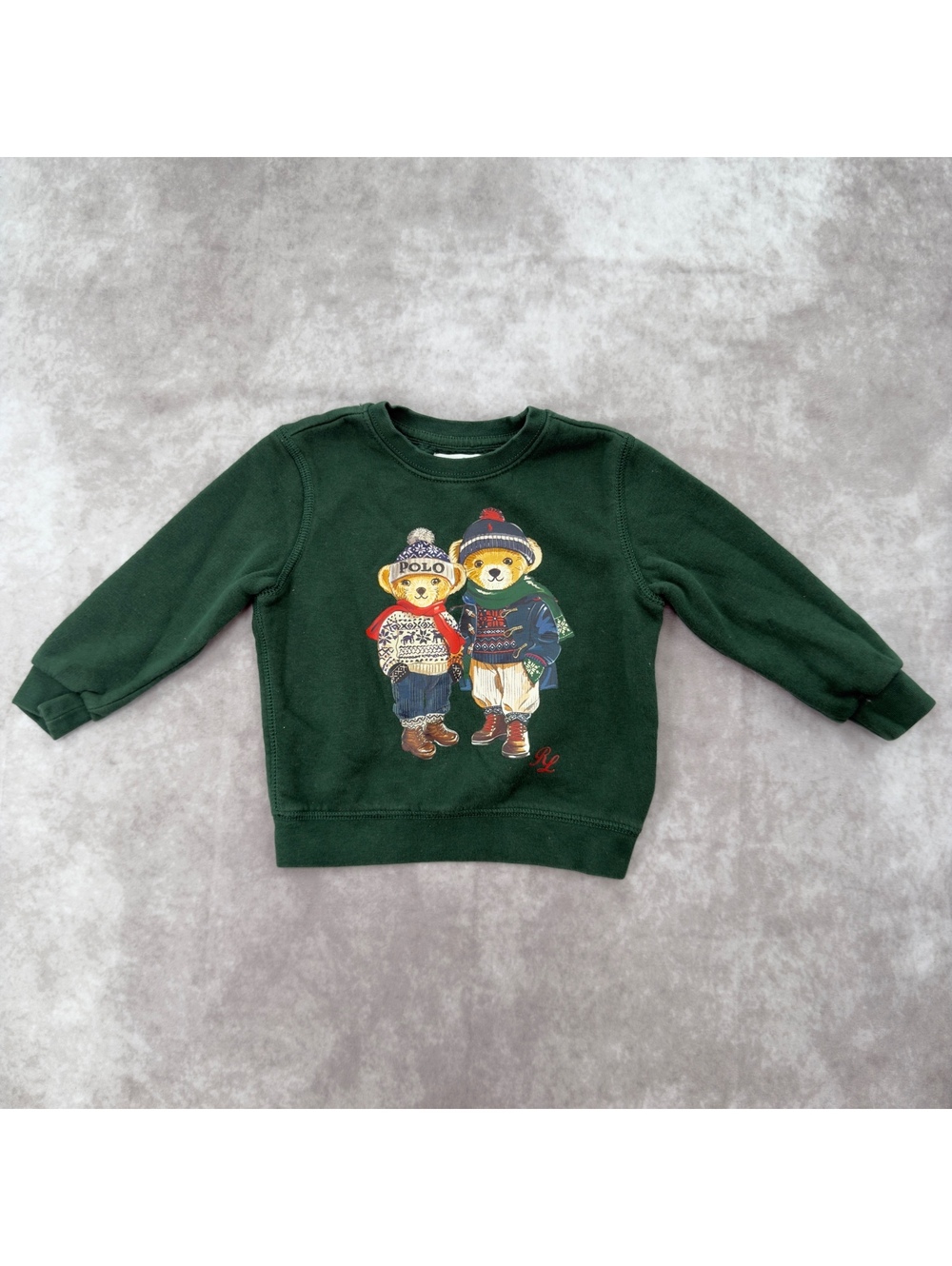 Ralph Lauren Polo Bear dark green crewneck sweatshirt toddler 24M holiday xmas